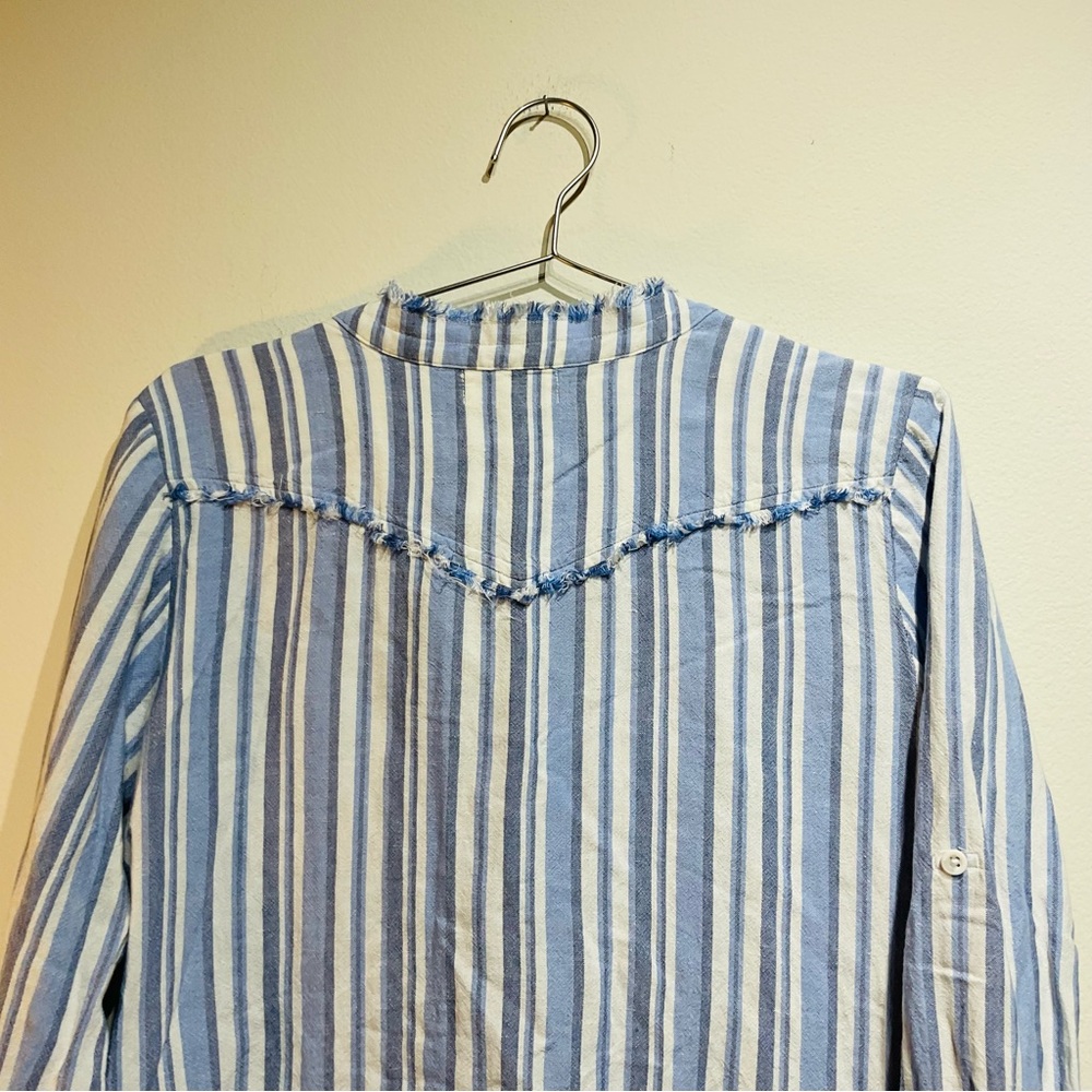 Cloth & Stone Blue Striped Tunic Top Dress Size S. Beach Oversized Shirt - Picture 8 of 8